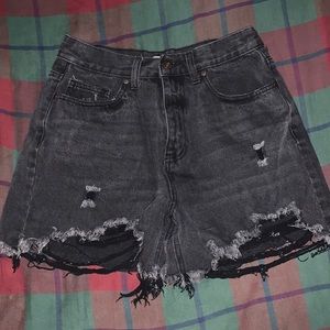 Forever 21 Black Distressed High Waisted Jean Shorts Size 27